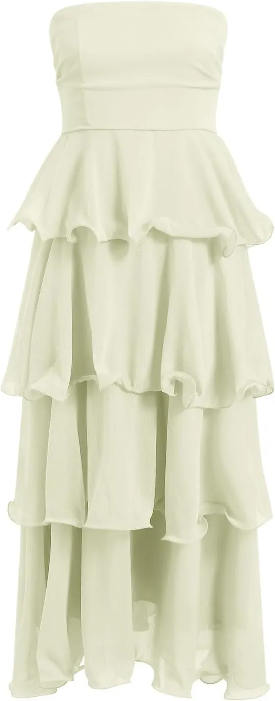 Summer Dresses for Women 2025,Women's Maxi Dress Off Shoulder Smocked Tiered Ruffle Flowy Dress Casual Beach Sundress