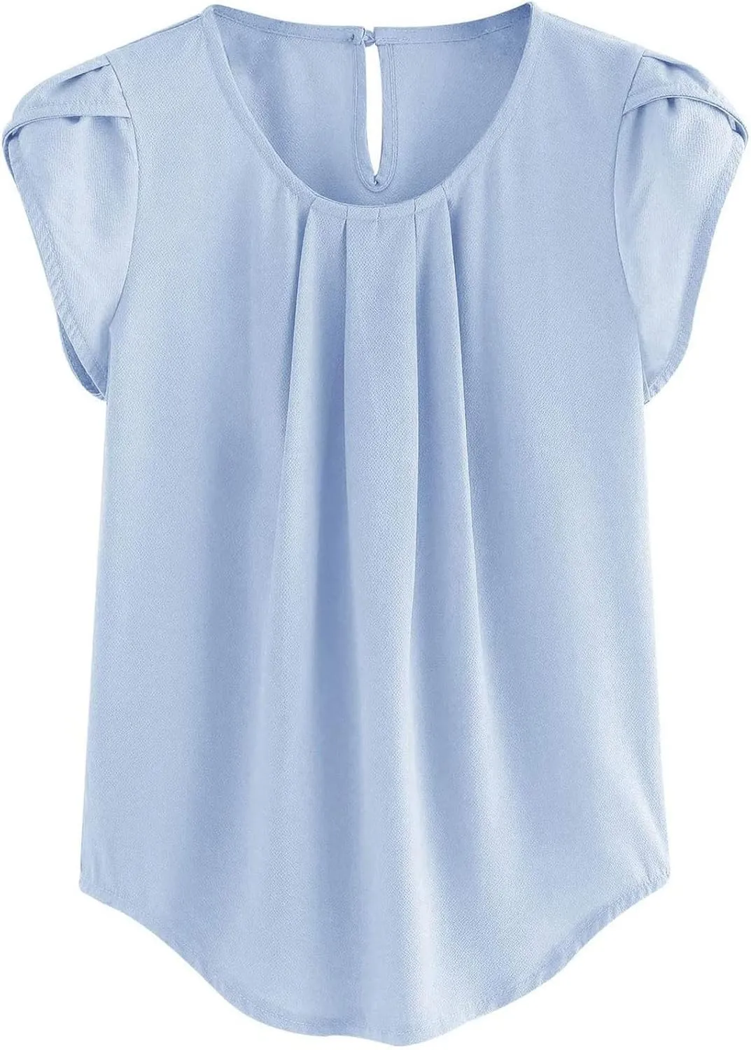 Summer Shirts for Women Fashion Crew Neck Tops Trendy Cute Ruffle Short Sleeve Solid Blouses Casual Loose Comfy Tees