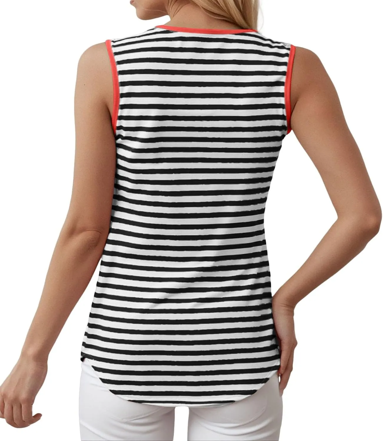 Summer Tank Tops for Women 2025 Striped Tank Top Sleeveless Scoop Neck Loose Fit Color Block Tops Fashion Clothes