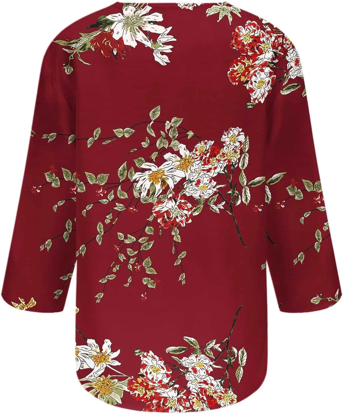 Summer Tops for Women 2025 Trendy Casual 3/4 Sleeve Floral Print Tees V-Neck Button Blouses Ladies Spring Clothing