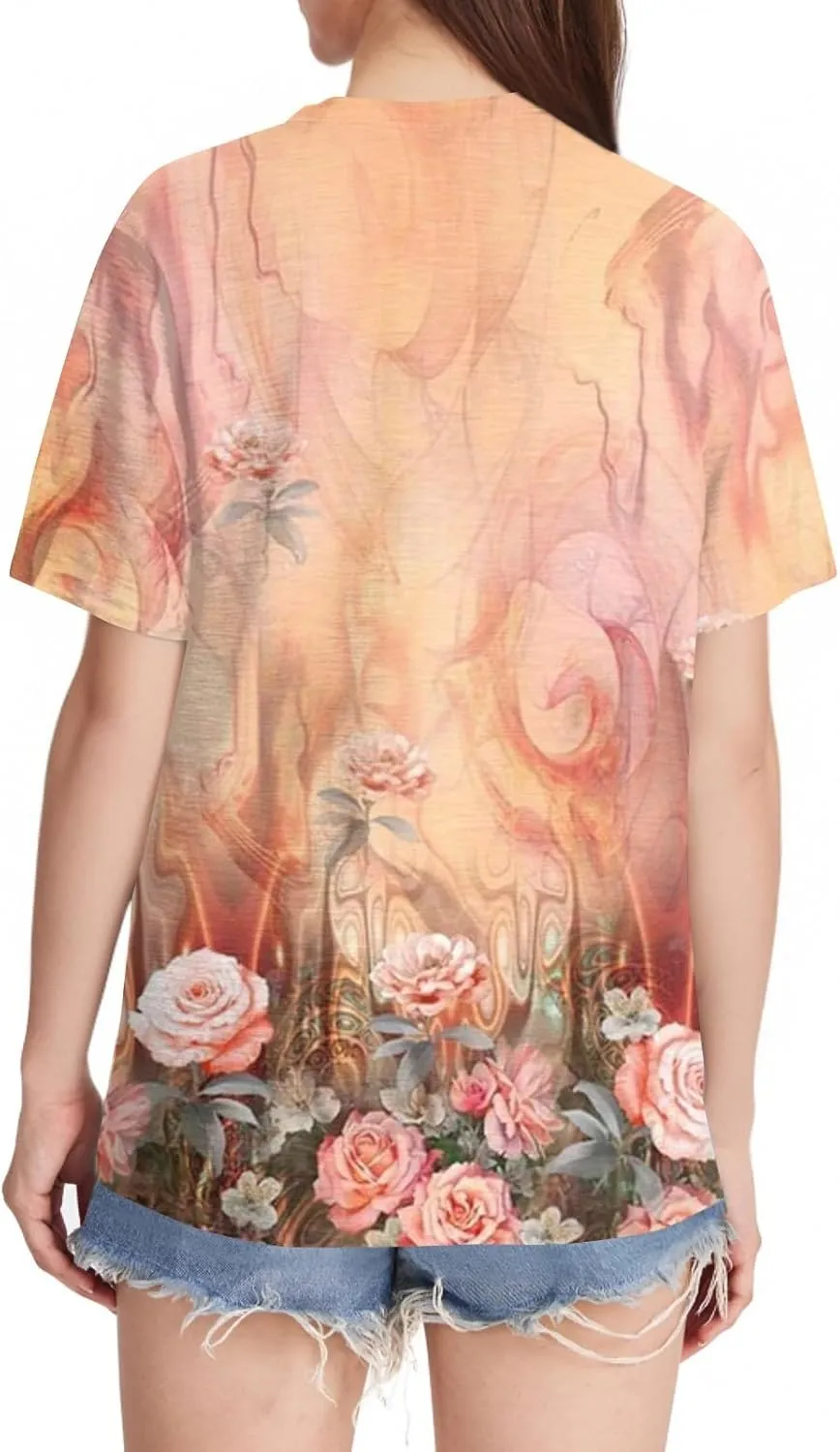 Summer Tops for Women Short Sleeve Printed Basic Tees Crew Neck Casual 2025 Tshirts Fashion Loose Fit Tops