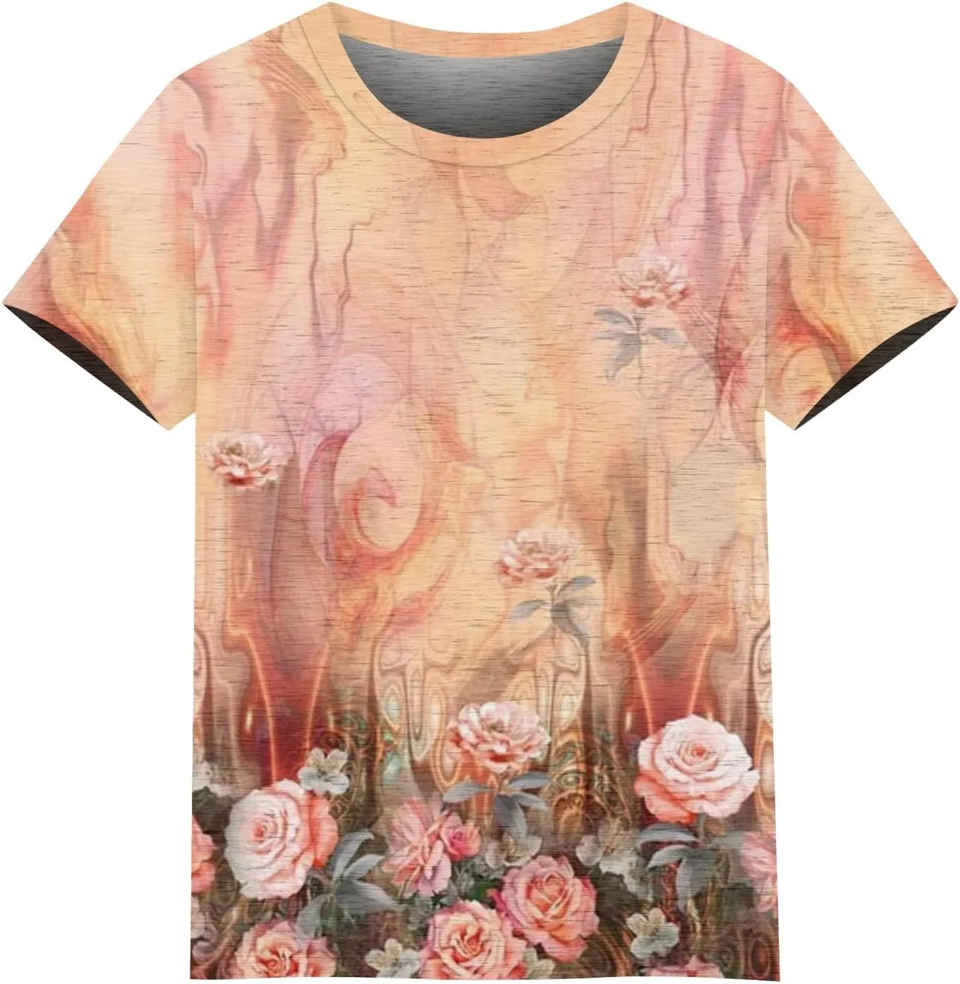 Summer Tops for Women Short Sleeve Printed Basic Tees Crew Neck Casual 2025 Tshirts Fashion Loose Fit Tops