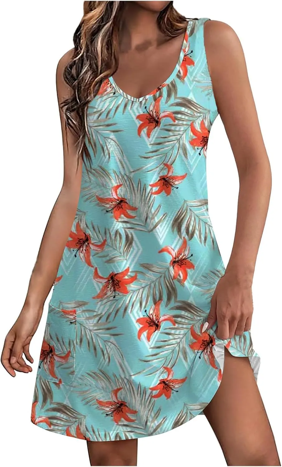 Sundresses for Women 2025 Boho Beach Loose Vacation Sun Dress Resort Wear V-Neck Travel Dress Casual Vacation Outfits