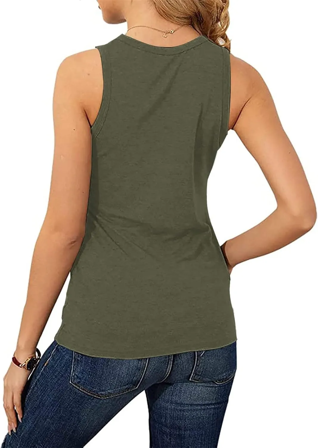 Tank Top for Women Keyhole V Neck Sleeveless Tank Tops Casual Loose Fit Summer Tee Shirts Business Work Shirt Blouses