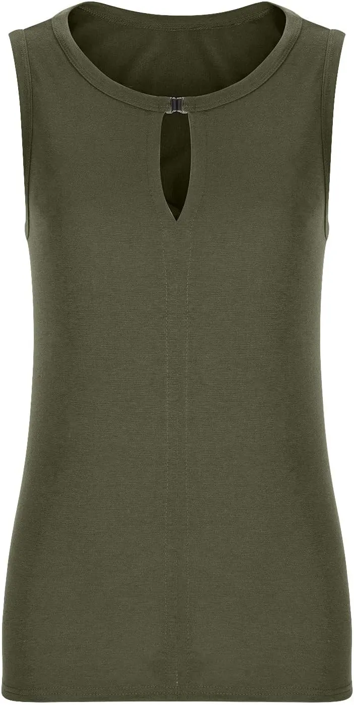 Tank Top for Women Keyhole V Neck Sleeveless Tank Tops Casual Loose Fit Summer Tee Shirts Business Work Shirt Blouses