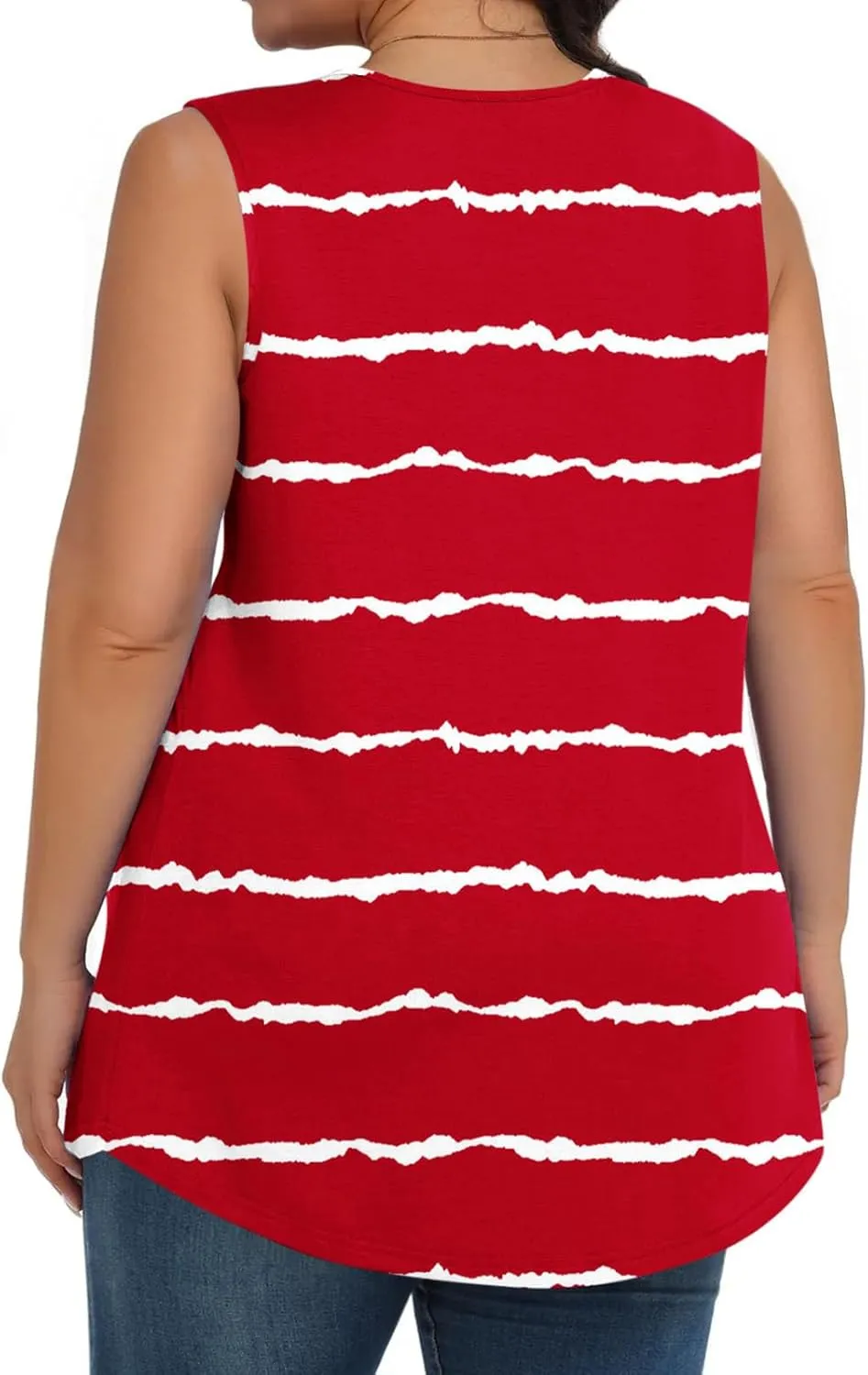 Tank Top for Women's Plus Size Floral Printed Sleeveless Tops Loose Fit Casual Pleated Crewneck Blouses Trendy Tshirts