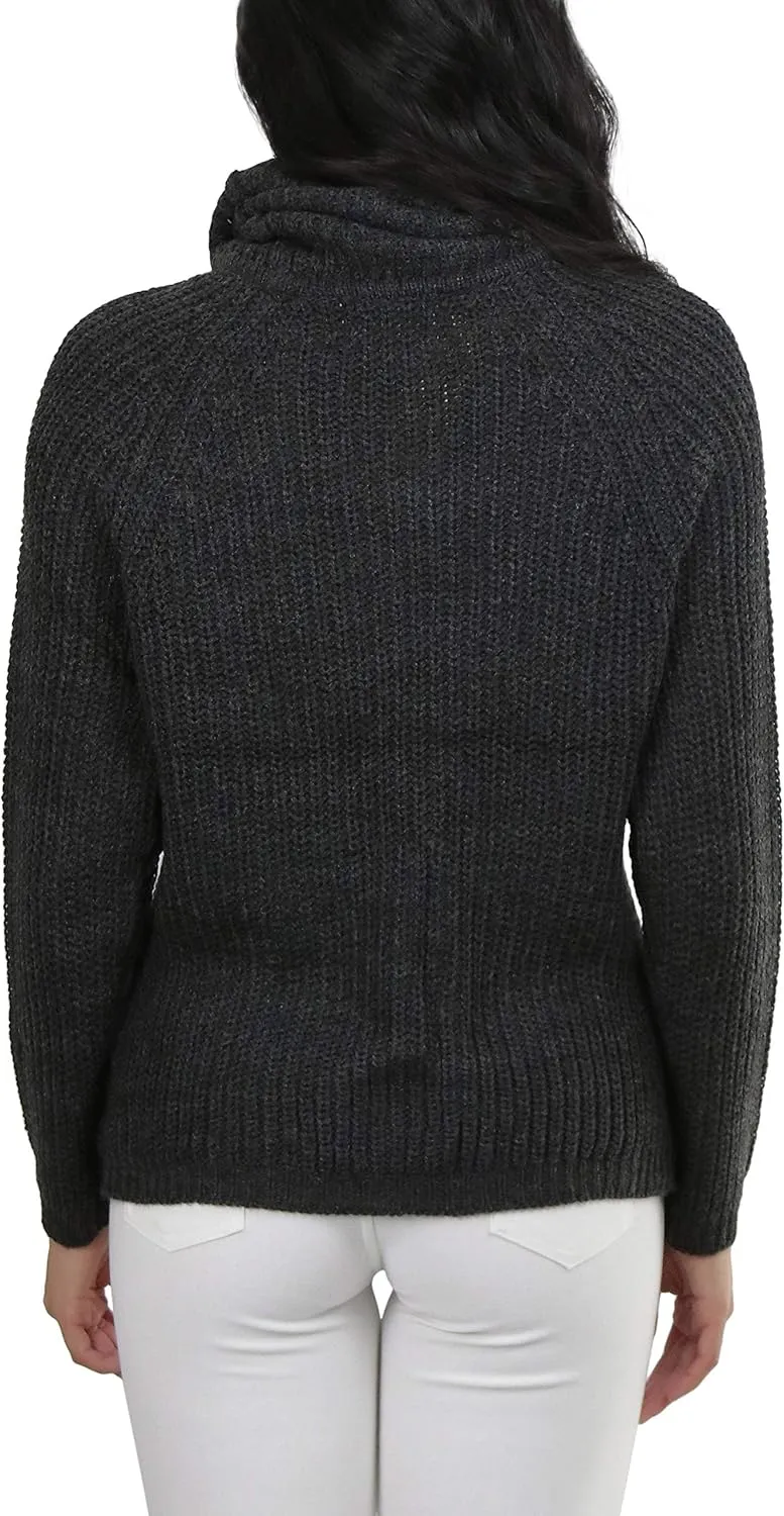 ToBeInStyle Women's Classic Knit Fold Over Turtleneck Pullover