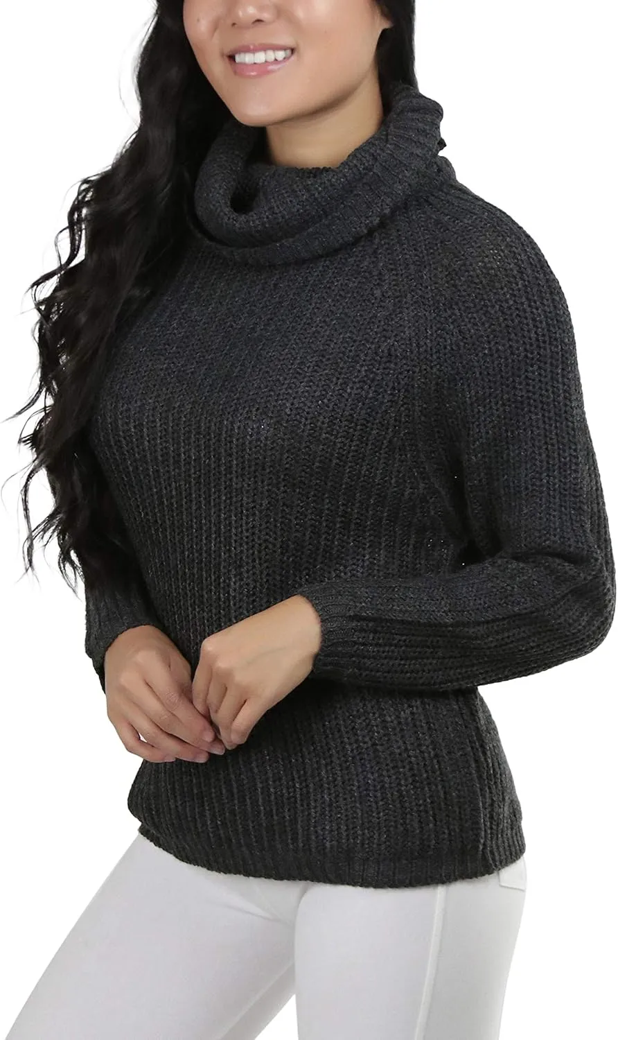 ToBeInStyle Women's Classic Knit Fold Over Turtleneck Pullover
