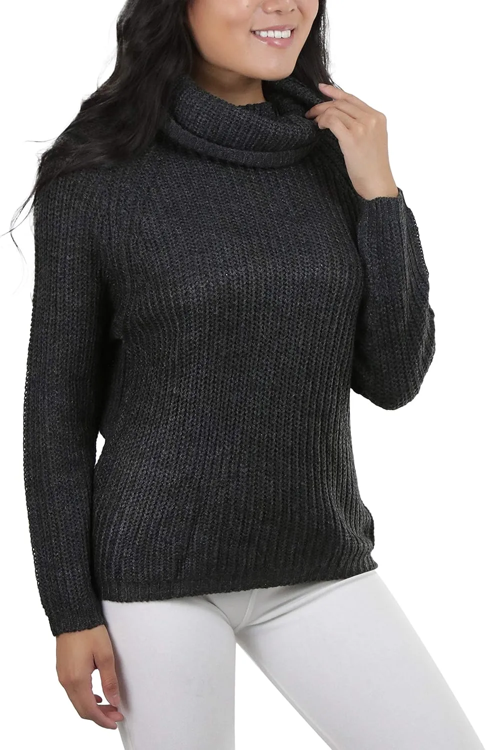 ToBeInStyle Women's Classic Knit Fold Over Turtleneck Pullover
