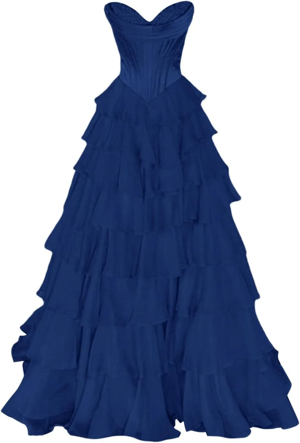 Tulle Floral Print Prom Dress Long Ball Gown Tiered Formal Dress Strapless Sweetheart Evening Gown with Pockets