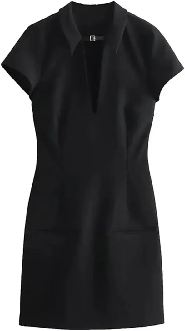 Women O-Neck Mini Dresses Bodycon Short Sleeve Mini Dresses Casual Work Party Dresses