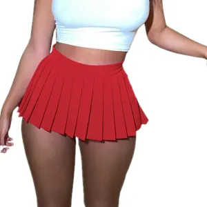 Women Sexy Pleated Mini Skirt Lace Ruffle Solid Lingerie Short Skirts Mini Skirts With Shorts Sexy Gothic Mini Skirt
