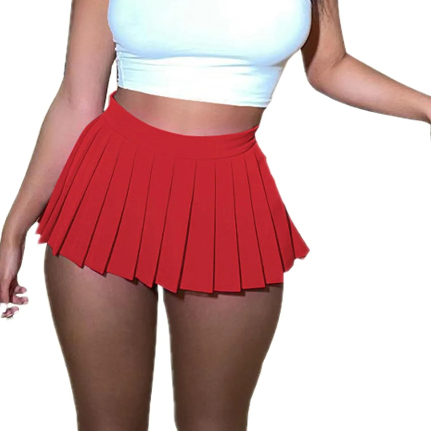 Women Sexy Pleated Mini Skirt Lace Ruffle Solid Lingerie Short Skirts Mini Skirts With Shorts Sexy Gothic Mini Skirt