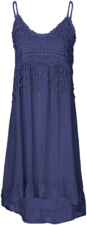 Women Summer Halter Dresses Embroidered Eyelet Floral Printed Tassel Midi Dress Plain Ruffle Hem Cute Sundress