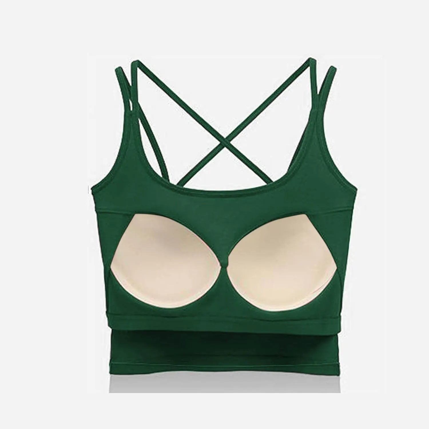 Women Summer Spaghetti Strap Ribbed Crop Tank Tops Sleeveless Criss Cross Fitness Athletic Top Basic Undershirt