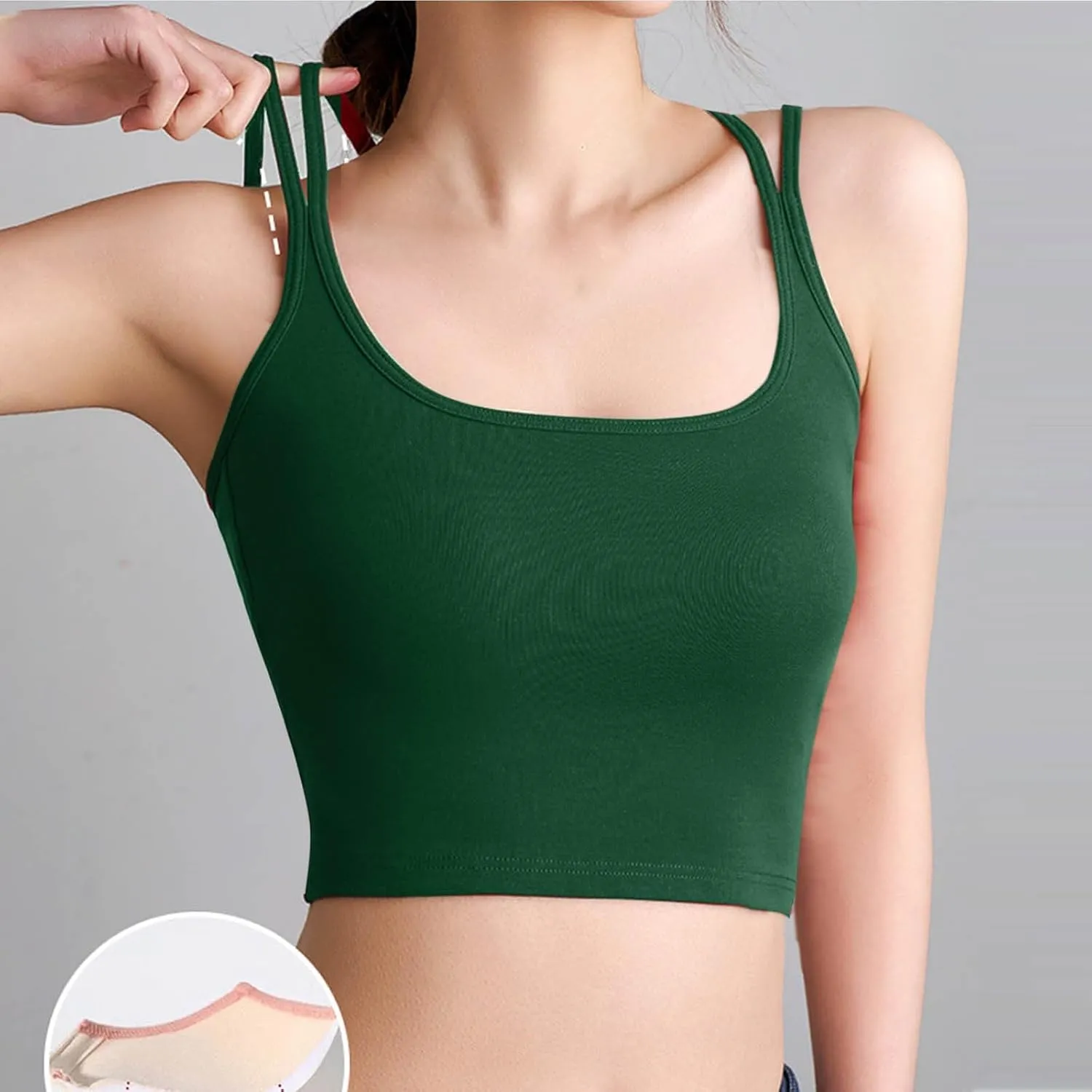 Women Summer Spaghetti Strap Ribbed Crop Tank Tops Sleeveless Criss Cross Fitness Athletic Top Basic Undershirt