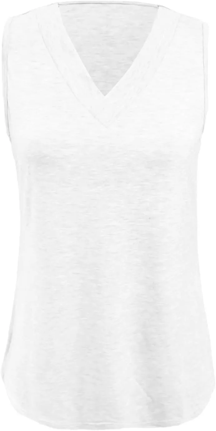 Women Tank Tops 2025 Comfy T Shirts Dressy Sleeveless V Neck Summer Loose Fit Tank Tops Tees