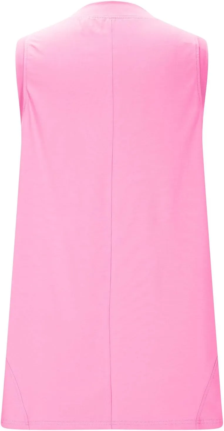 Women Tank Tops Summer Deep V Neck Sleeveless Ruched Side Slit Shirts Casual Fashion Loose Fit Athletic Gym Blouse