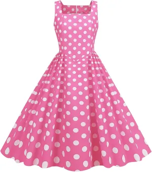 Women's 1950s Retro Polka Dot Audrey Hepburn Style Halter Dresses Cocktail Party A-Line Swing Dress Summer Sundress