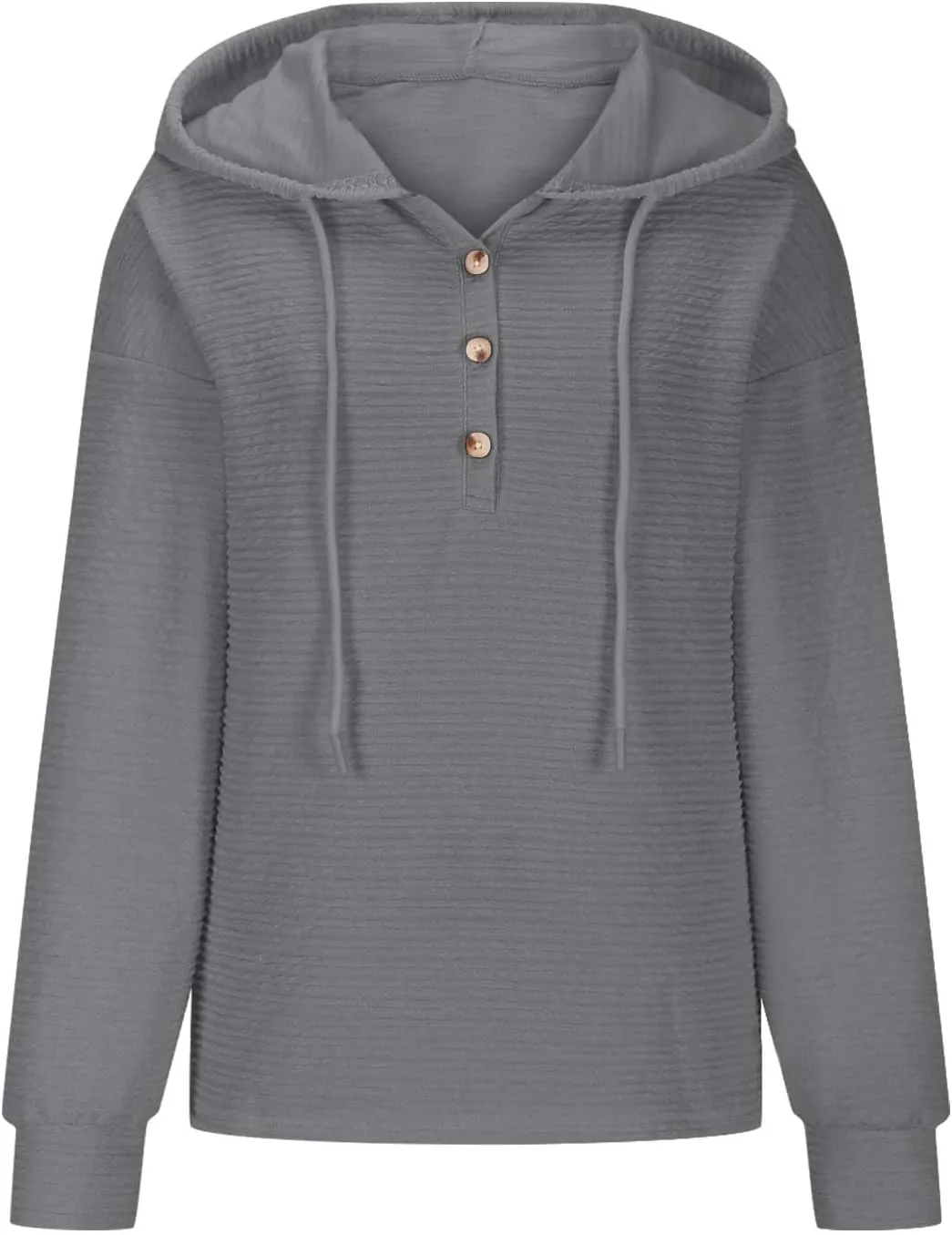 Womens 2024 Hooded Button Drawstring Hoodies Pullover Sweatshirts Casual Long Sleeve Tops Shirts Trendy Warm Tops
