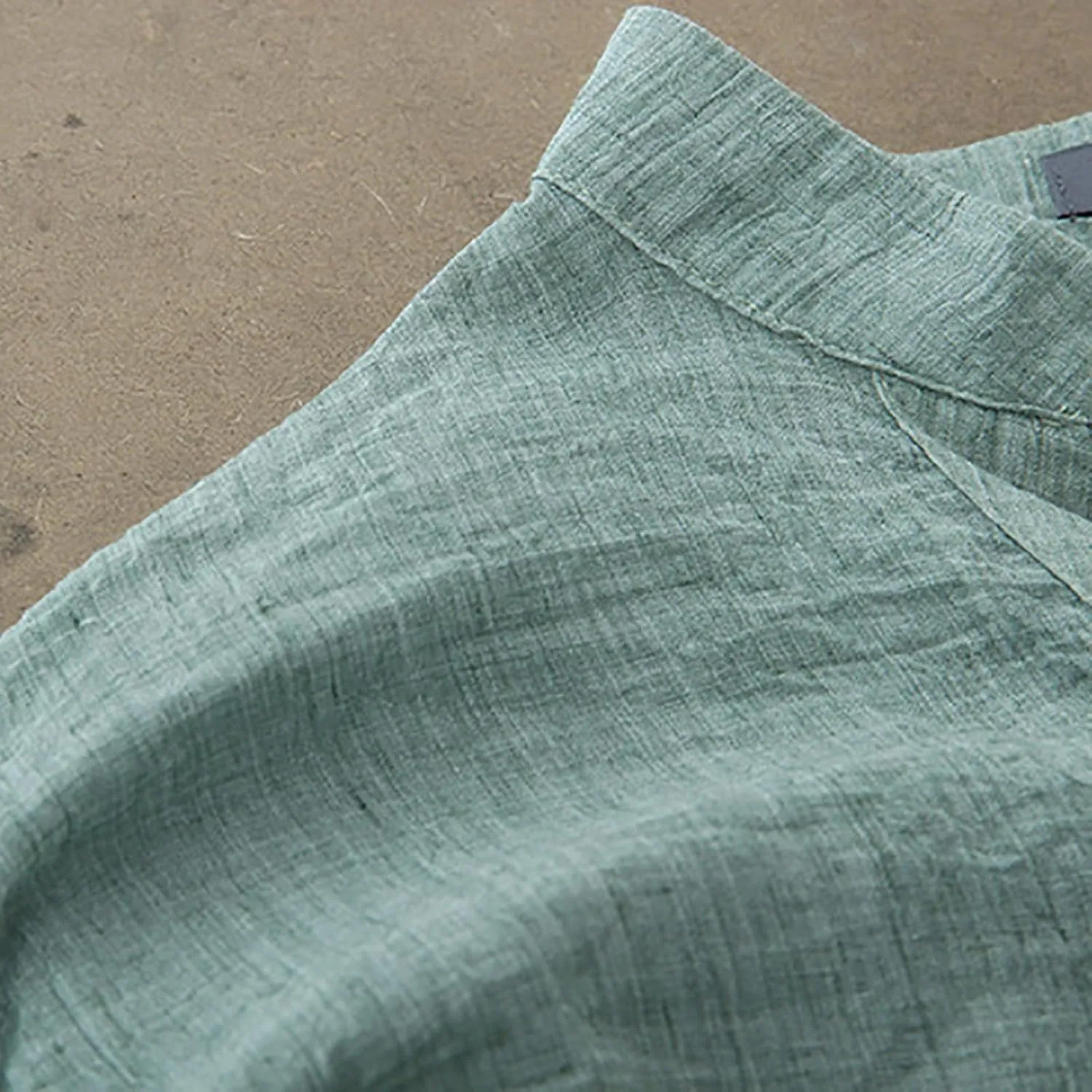 Womens 3/4 Sleeve Tops Cotton Linen Shirts V Neck Button Down Blouse Summer Casual Solid Tops