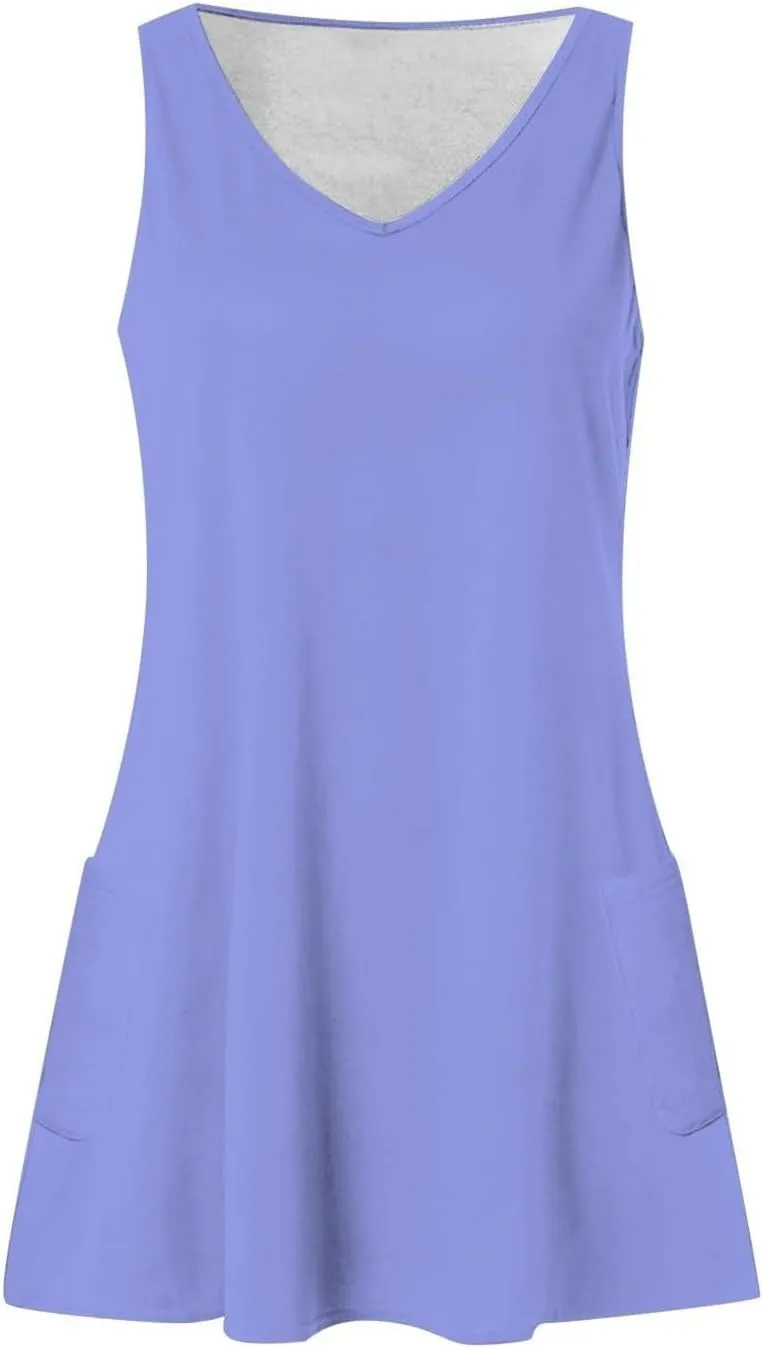 Women's Beach Dresses Loose Swimsuit Cover Ups Sleeveless Vacation Dresses Swing Mini Dress Casual Dresses