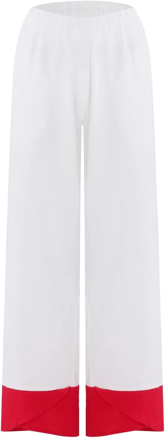 Womens Capri Pants for Summer Petite Length Linen Capris Cropped Pants Plus Size Drawstring Elastic High Waist Joggers