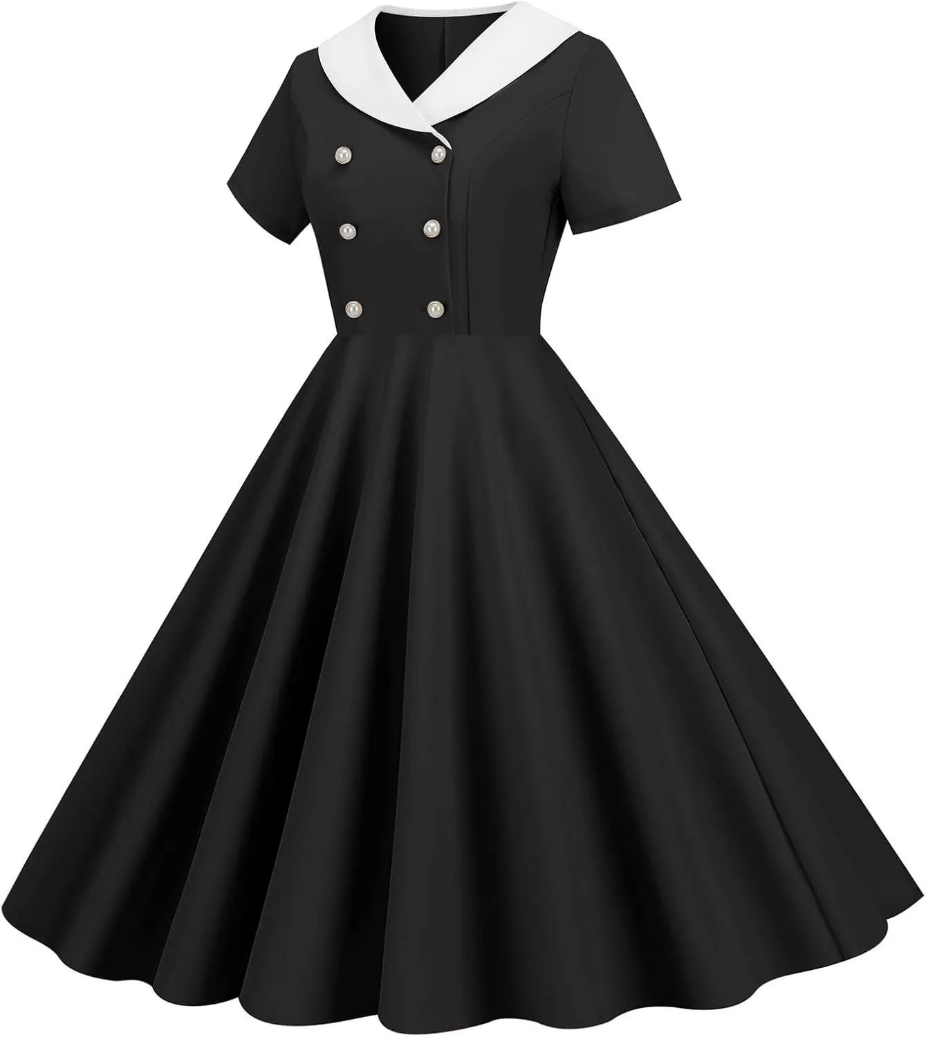 Women's Casual Dresses 1950s Vintage Audrey Hepburn Style Cocktail Swing Dress Short Sleeve Prom Party Gowm