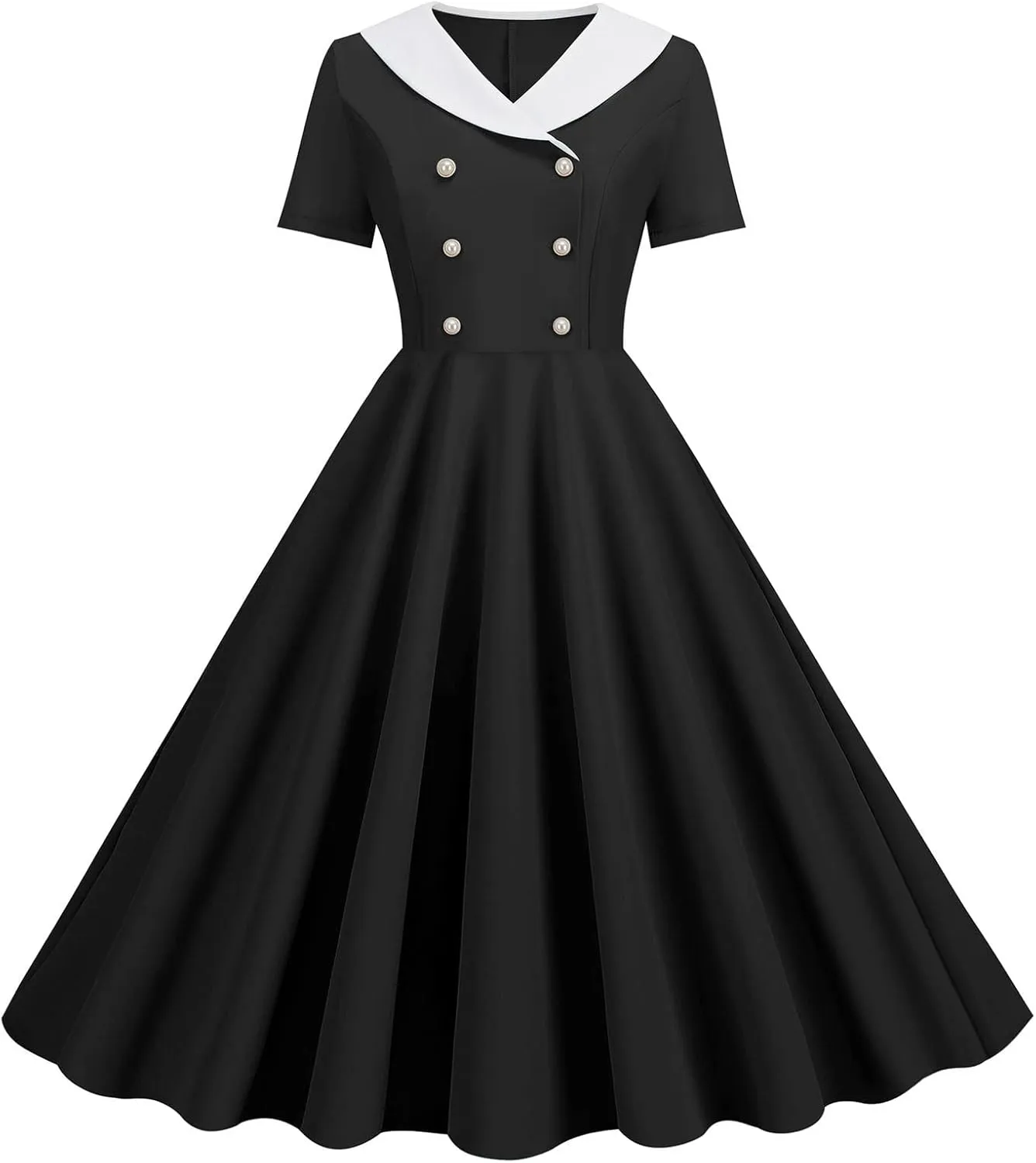Women's Casual Dresses 1950s Vintage Audrey Hepburn Style Cocktail Swing Dress Short Sleeve Prom Party Gowm