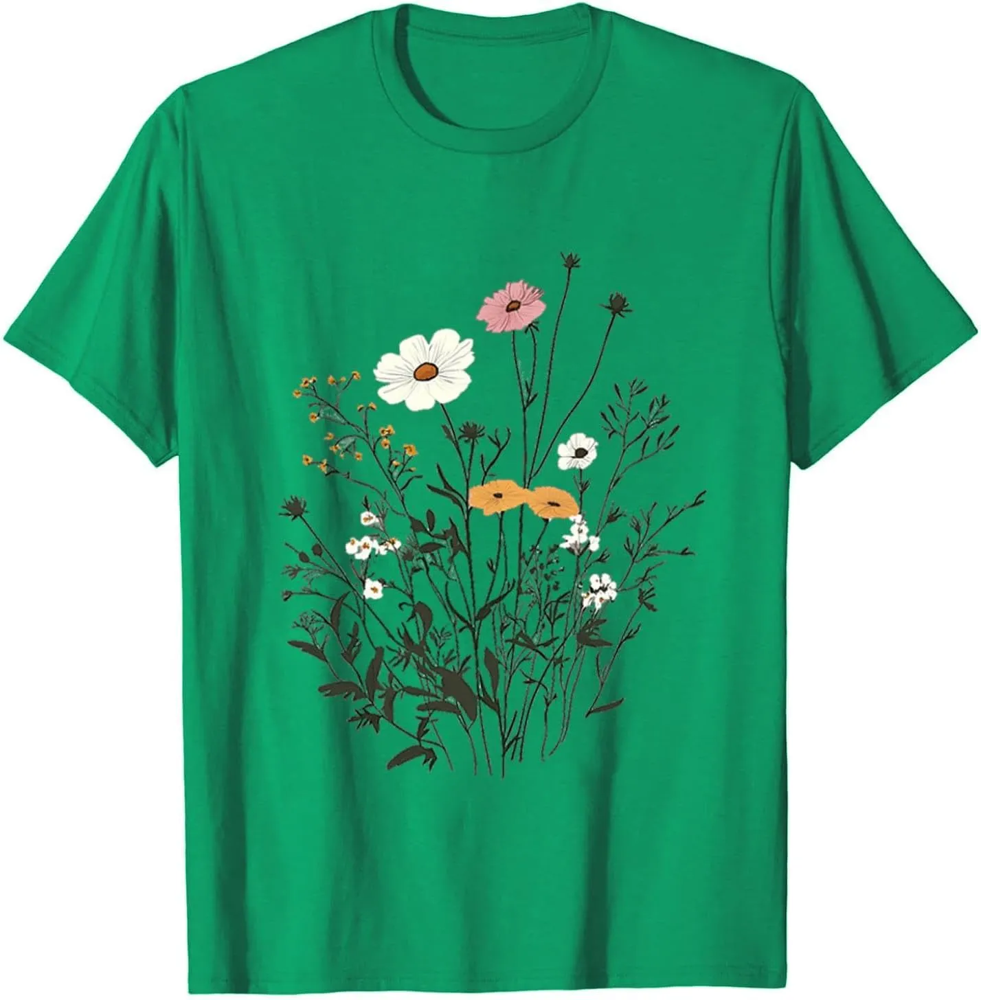 Womens Casual Tops Cap Sleeves Round Neck Loose fit Tunic Top T-Shirts Floral Graphic Comfy Spring Summer Tee Shirts