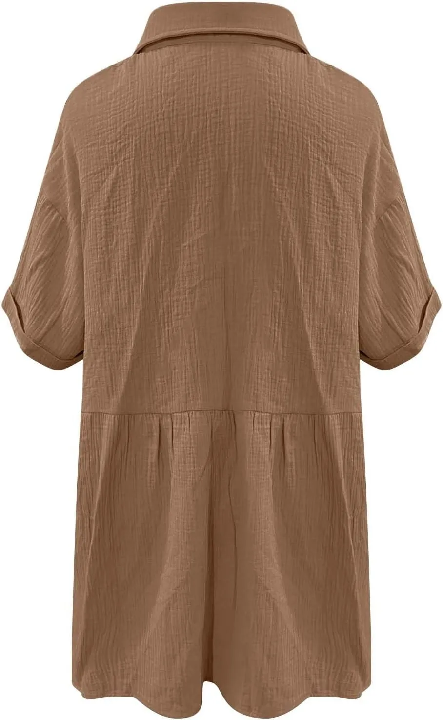 Womens Cotton Linen Short Sleeve Sundress Button Down Mini Shirt Dress 2025 Casual Babydoll Tunic Loose Beach Dresses