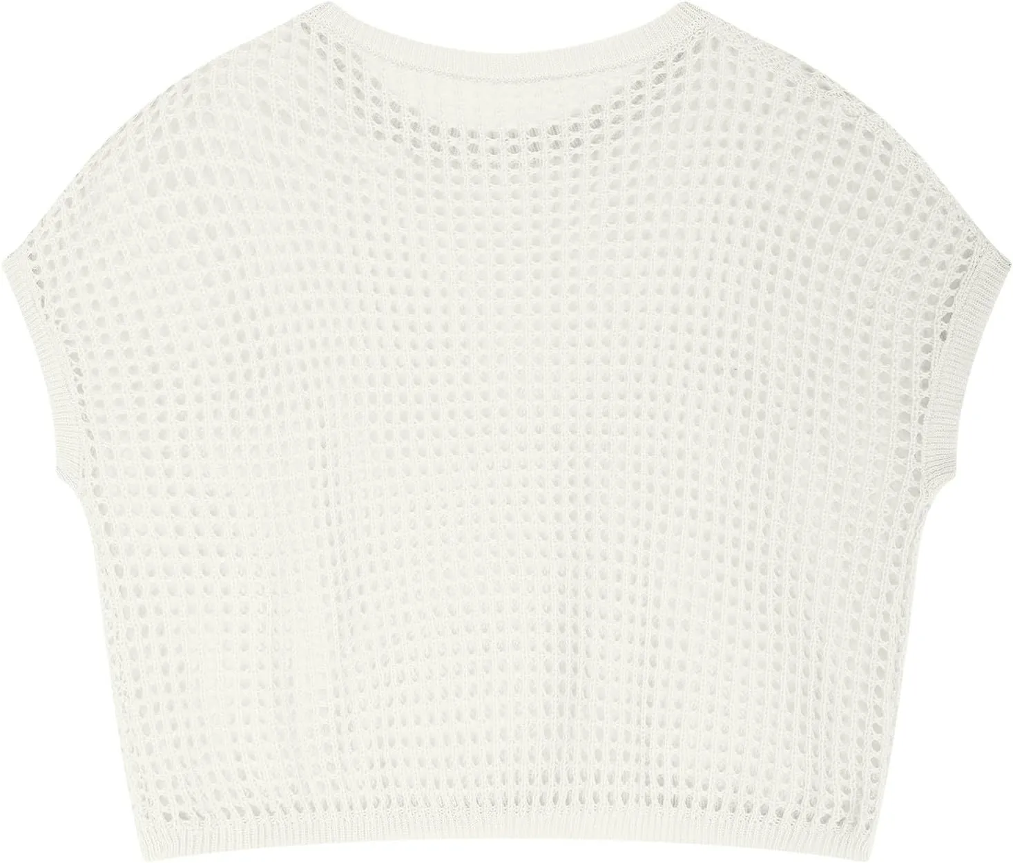 Womens Crochet Tops Scoop Neck Short Sleeve Sweater Fashion Casual Hollow Out Knit Tops Pullover Shirts Beach Coverup
