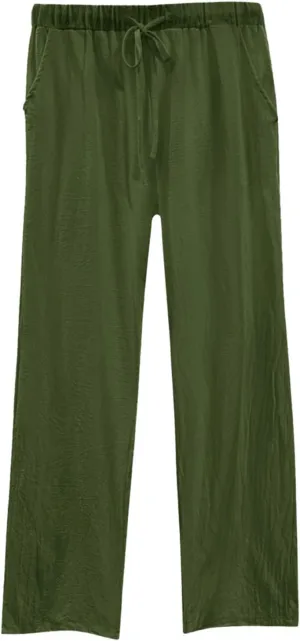 Womens Linen Casual Pants Winter Knitted Outfits Thermal with Pockets Elastic Waist Water Resistant
