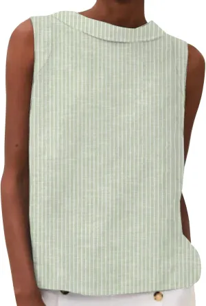 Womens Linen Crop Tank Tops Casual Cute Summer Sleeveless Shirts Cropped Cotton Linen Tops Loose Fit Blouse Vest