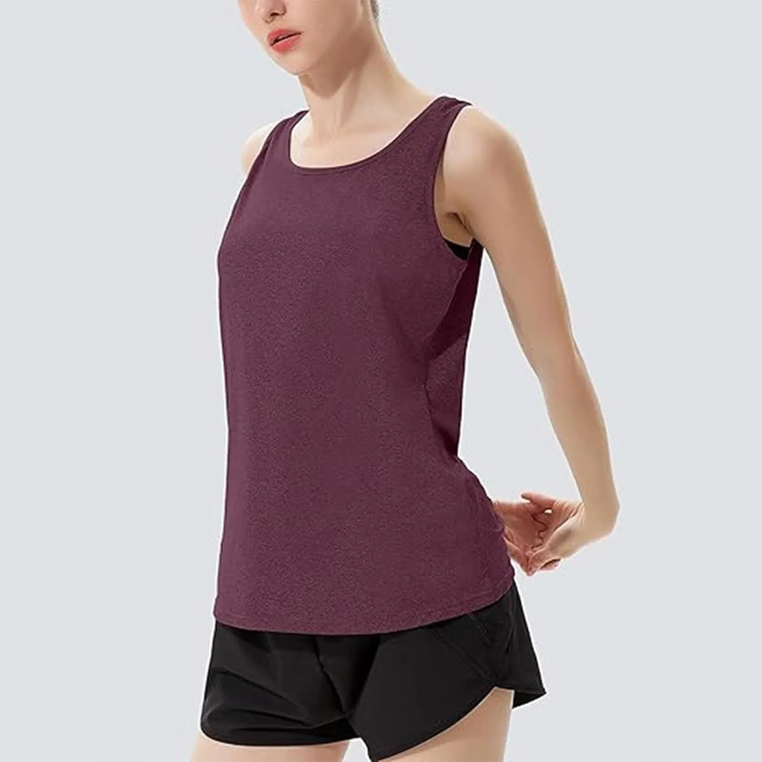 Women's Open Back Tank Tops Lightweight Sleeveless Workout Athletic Gym Yoga Shirts Running Quick Dry Pleated Tops