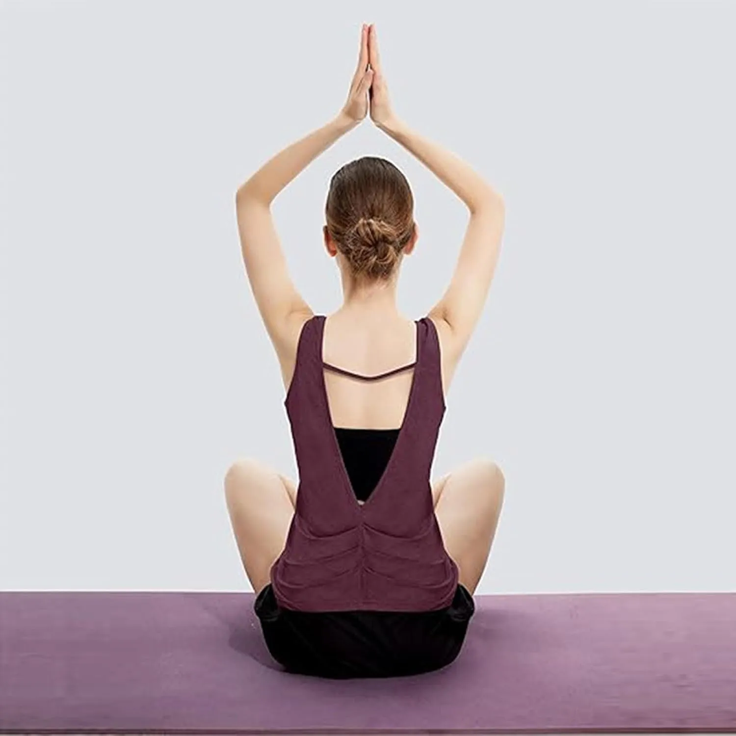 Women's Open Back Tank Tops Lightweight Sleeveless Workout Athletic Gym Yoga Shirts Running Quick Dry Pleated Tops