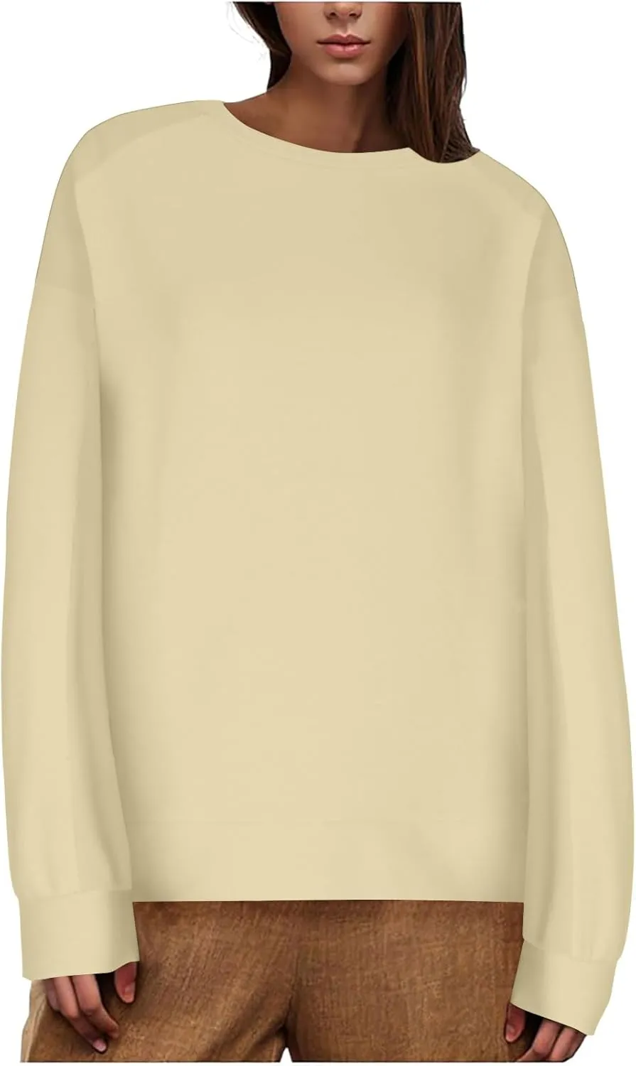 Womens Oversized Crewneck Sweatshirts Long Sleeve High Low Pullover Tops Fall Fashion Tops Winter Comfy Clothes 2024
