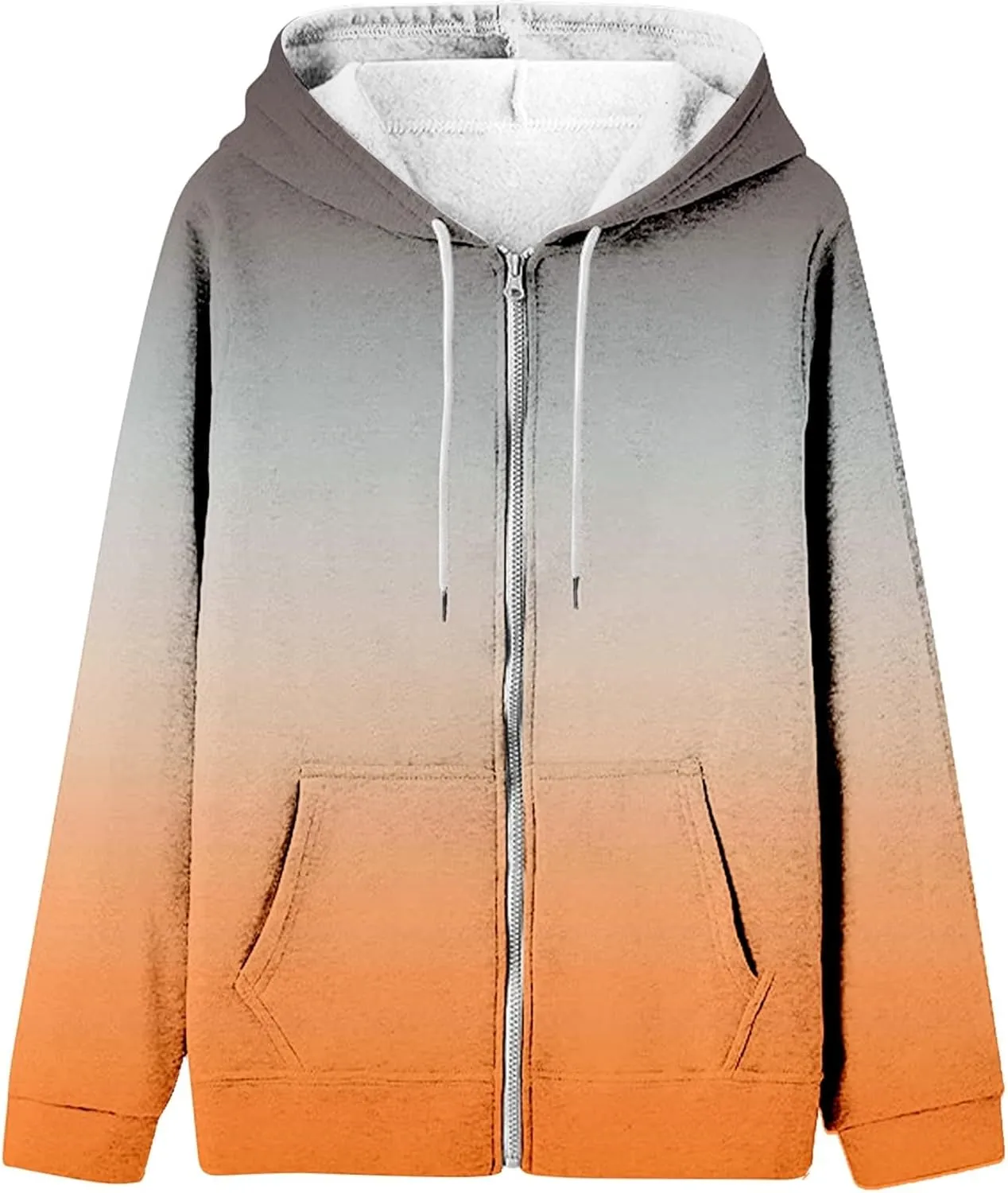 Women's Oversized Zip Up Hoodies Coat Fall Plus Size Sweatshirts Casual Activewear Drawstring Jackets with Pockets