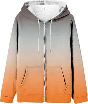Women's Oversized Zip Up Hoodies Coat Fall Plus Size Sweatshirts Casual Activewear Drawstring Jackets with Pockets