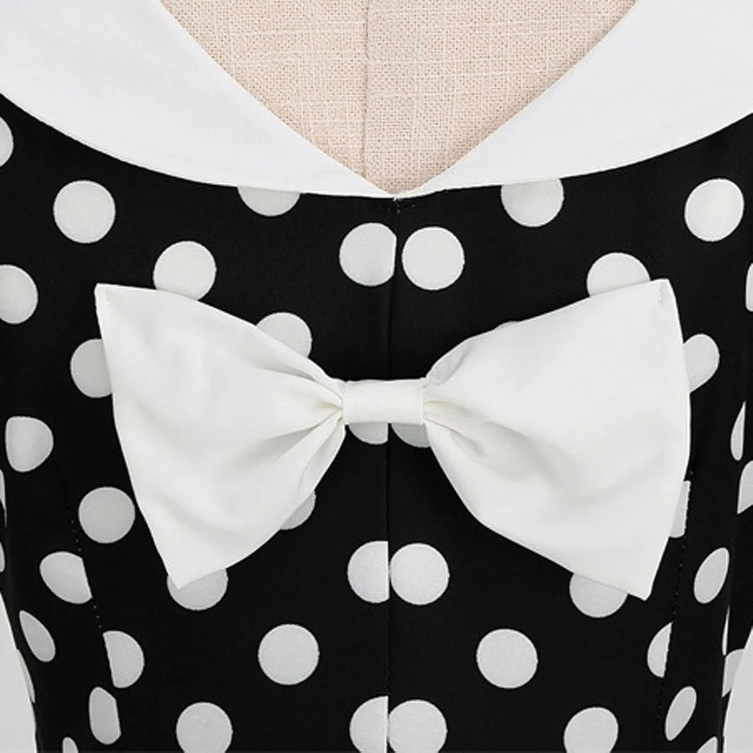 Womens Retro Polka Dot Crewneck Short Sleeve Hepburn Style Dresses 1950s Vintage Tea Party A-Line Swing Dress