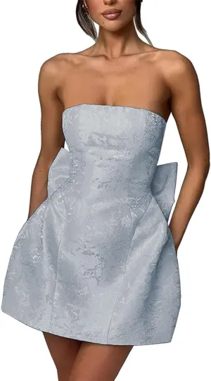 Women's Satin Prom Dresses Applique Homecoming Dresses for Teens Strapless Short Cocktail Dresses Evening Gowns