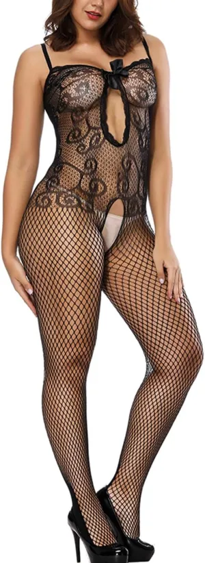 Women's Sexy Bodystocking Strap Bodysuits Thigh Lingerie Fishnet
