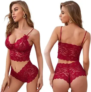 Women's Sexy Lingerie One Piece Teddy Bodysuit Floral Lace Babydoll