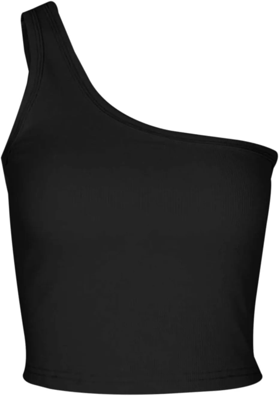 Women's Solid Color Short Bustier One Shoulder Camisole Tank Top T Shirt Stylish Casual Crop Top Halter Bodysuit