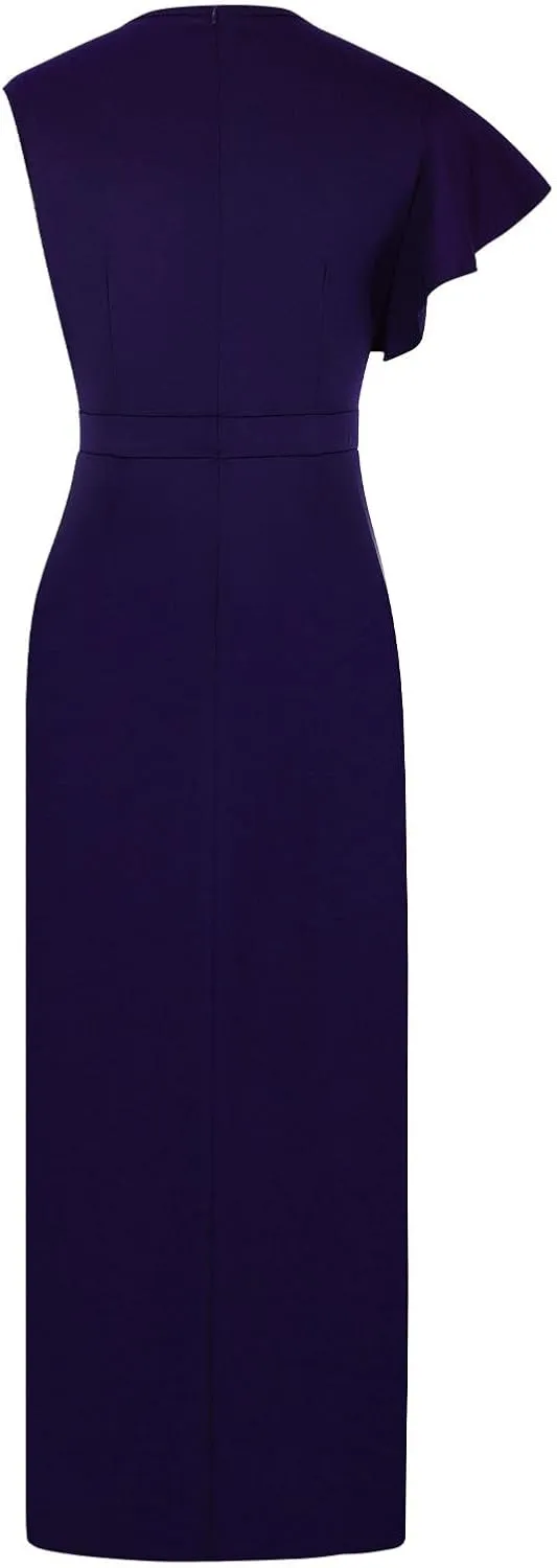 Women's Split Bodycon Mermaid Evening Dress Cocktail Party Ruffle Trim Long Dress Elegant Wedding Guest Dresses