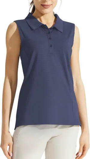 Womens Sports Tank Tops Lapel Collar Button Down Sleeveless Tennis Tops Summer Outdoor Workout Lightweight Yoga Vest