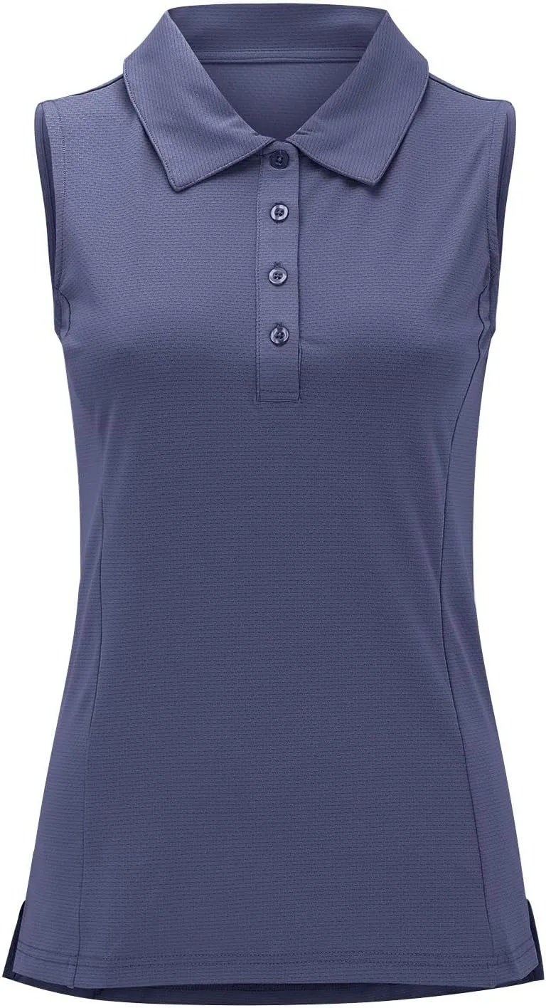 Womens Sports Tank Tops Lapel Collar Button Down Sleeveless Tennis Tops Summer Outdoor Workout Lightweight Yoga Vest