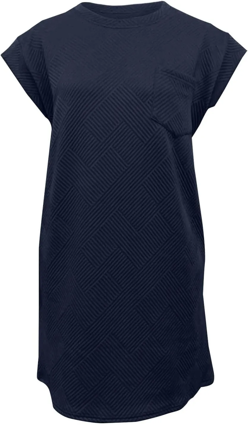 Women's Summer Casual Dresses O-Neck Short Sleeves Sundress with Pockets Tunic Shirt Spring Dresses for Women 2025