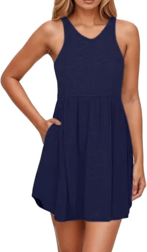 Women's Summer Casual V-Neck Sundresses T-Shirt & Tiered Mini Dresses for Beach/Vacation | Pockets & Petite-Friendly