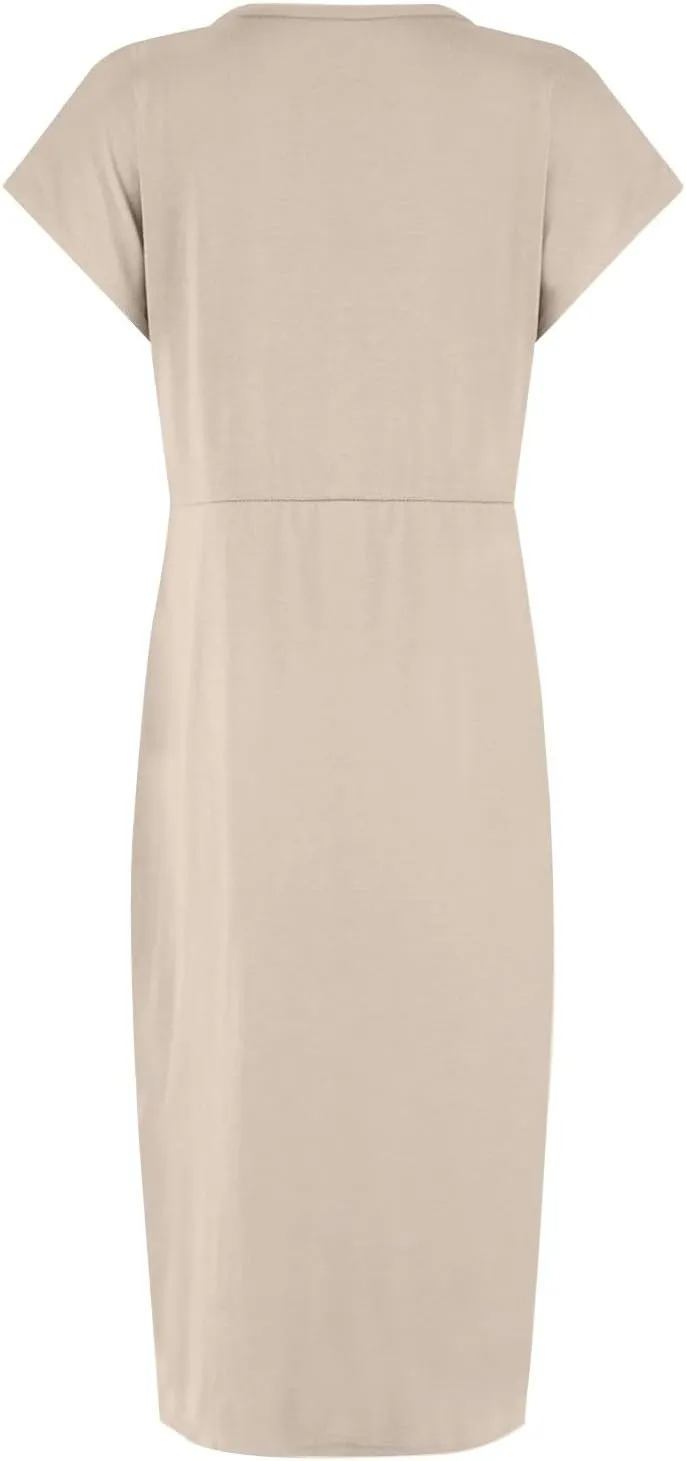 Womens Summer Dresses, Crew Neck Short Sleeve Formal Dresses Ruched Elegant Evening Dresses Sexy Party Maxi Dresses